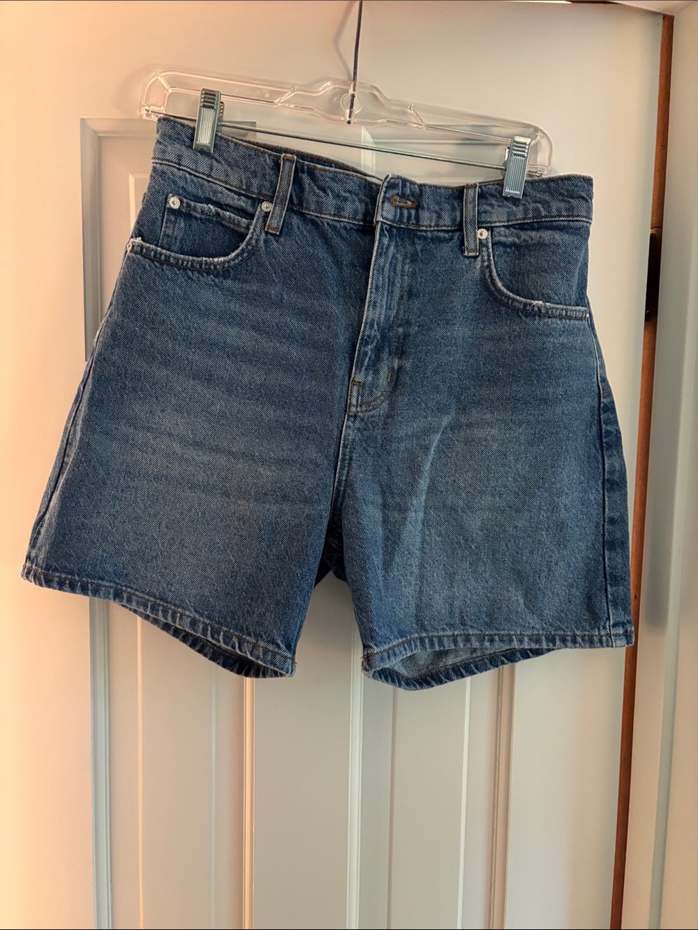 Frame Denim High-Rise Relaxed Jean Shorts - Blue